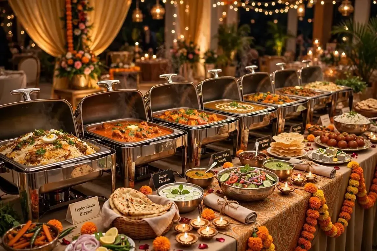 Indian catering buffet for an event