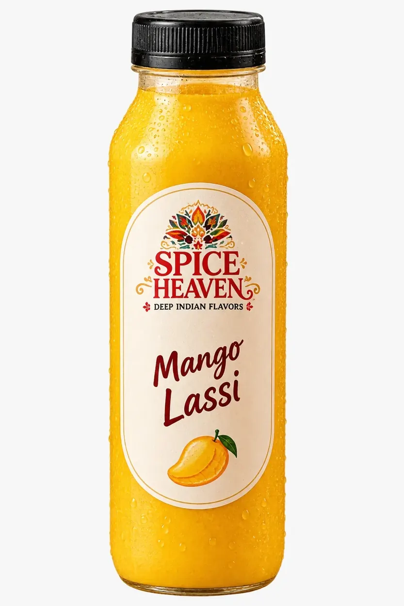 Spice Heaven Mango Lassi in its branded bottle